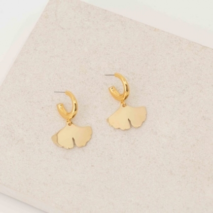 GINKGO GOLD SMALL HOOPS GOLD