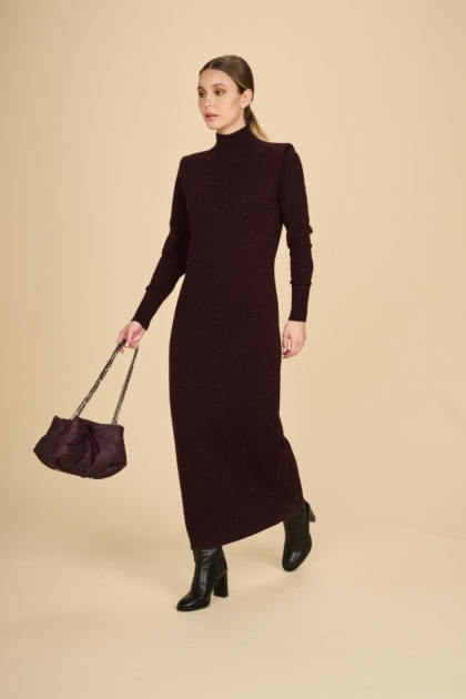 KNITTED DRESS WINE