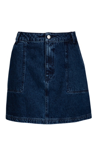 DENIM SHORT SKIRT MID BLUE DENIM