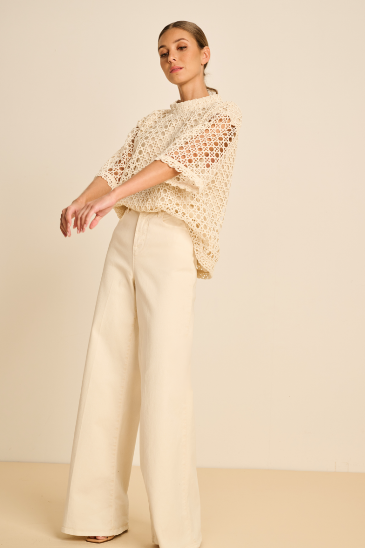 WIDE LEG FLARED ECRU