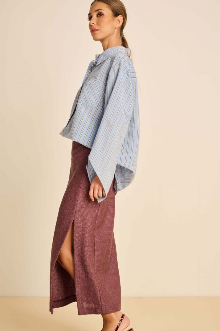 RAFFIA MIDI SKIRT SUNNY MERLOT