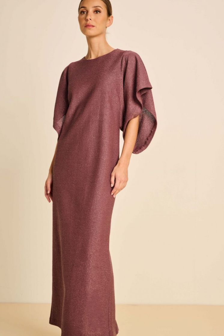 RAFFIA LONG DRESS SUNNY MERLOT