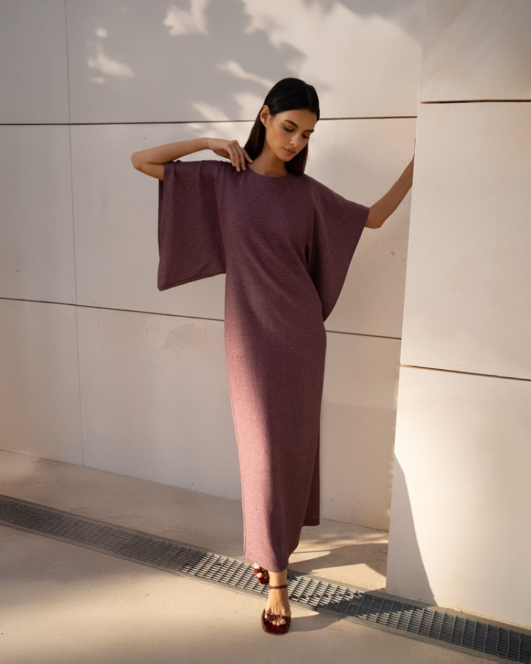 RAFFIA LONG DRESS SUNNY MERLOT