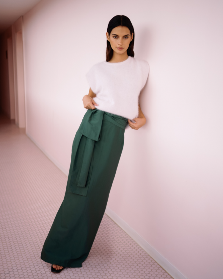 TAFTA LONG SKIRT BOTTLE GREEN