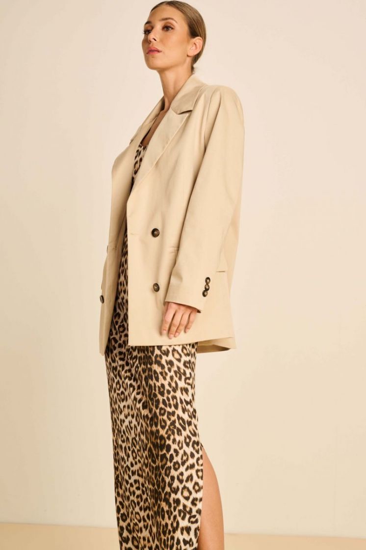 LEOPARD LONG SLIPDRESS BEIGE