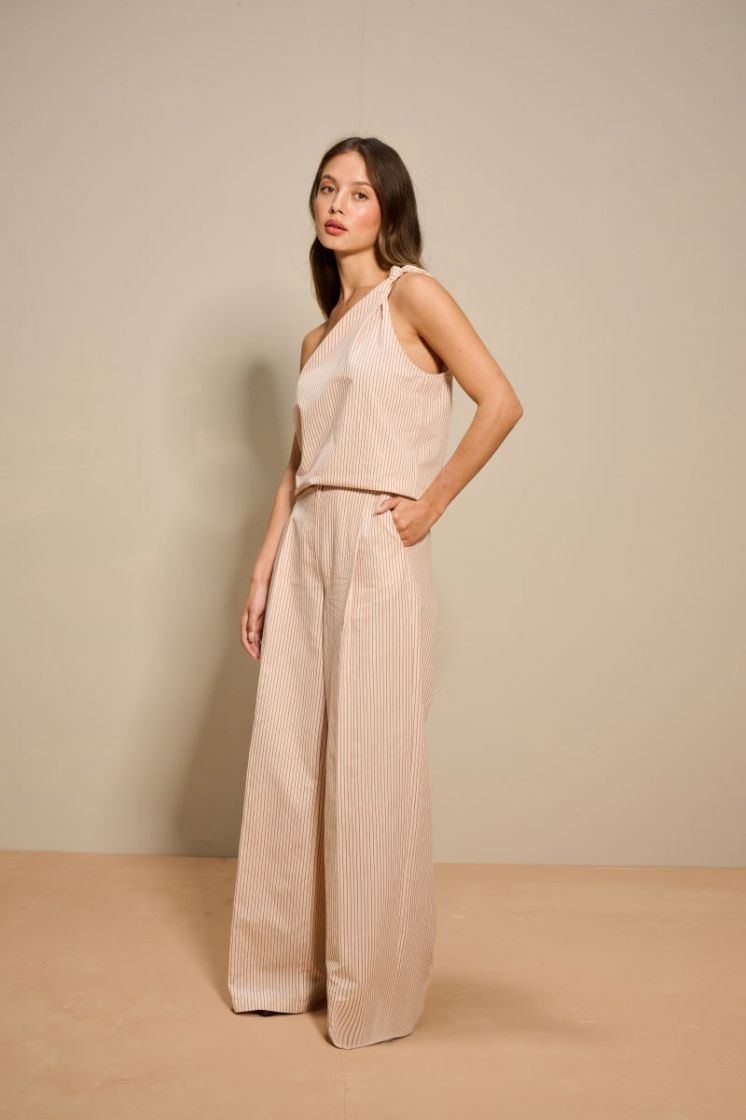 PINSTRIPE ONE SHOULDER TWILL STRIPE SA