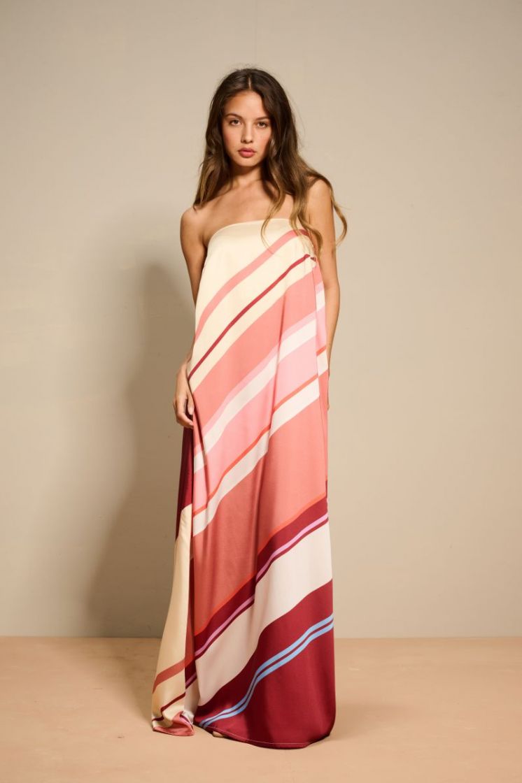 BUSTIER DRESS LONG BLUSH MIX