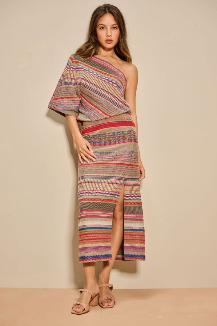 JACQUARD STRIPES CORAL MIX