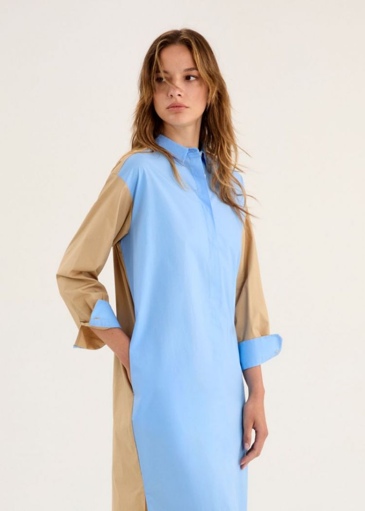 BICOLOR MIDI DRESS 06/08 LTBLUE/CA