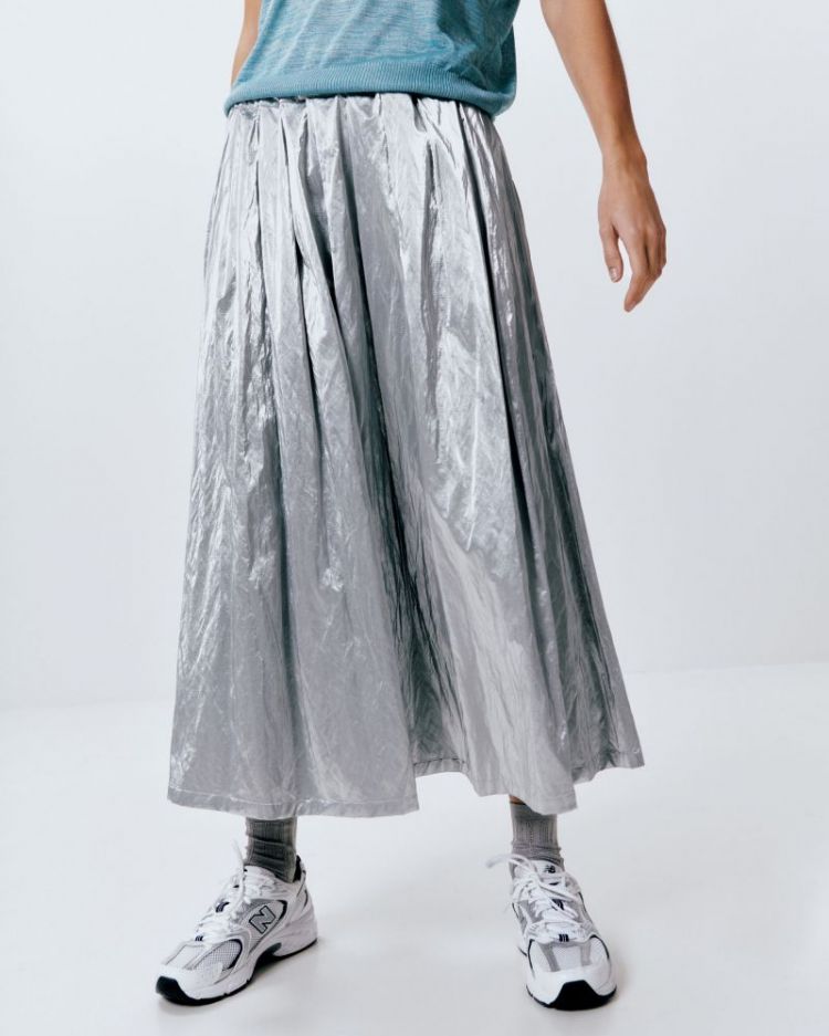 METALLIC MIDI SKIRT 910 SILVER