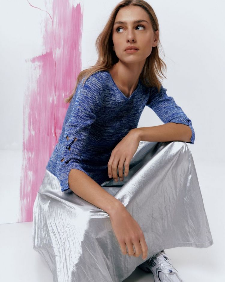 METALLIC MIDI SKIRT 910 SILVER