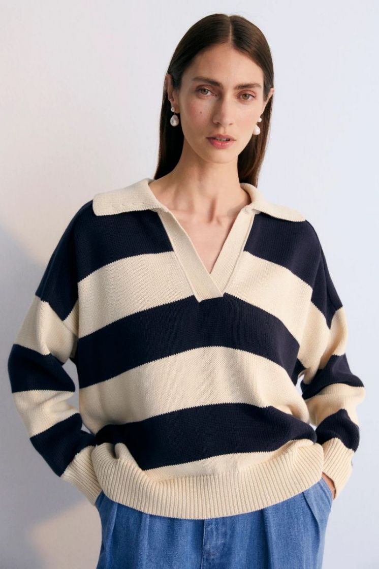 TRICOT POLOPULL NAVY/SAND