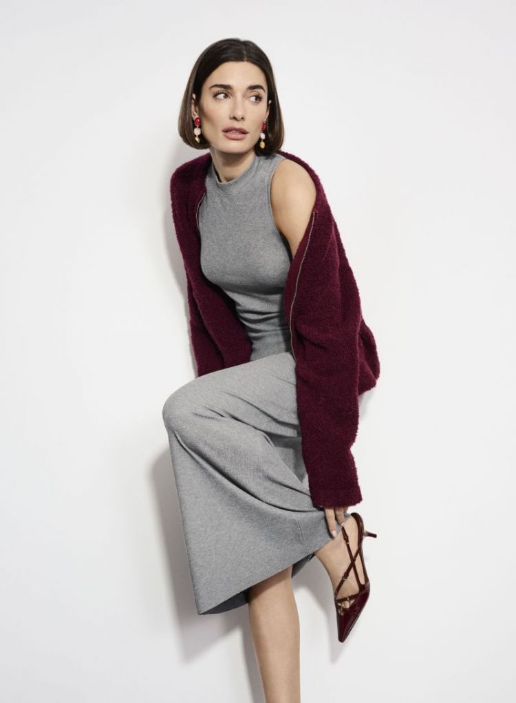 RIB JERSEY MIDI SKIRT 80029 DUSTMEL