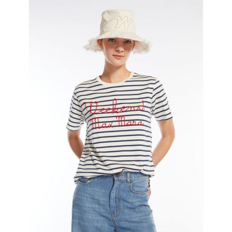 STRIPE SS  001 NY ECRU RED