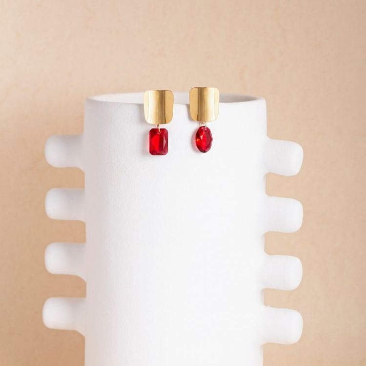 DOLORES GOLD STUD WITH RED CRY GOLD/RED