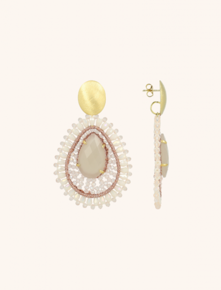 FILLED DROP W STONE DROP SHAPE CRYSTAL PINK