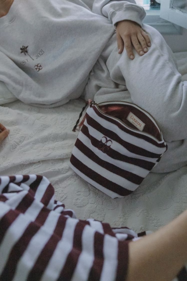 STRIPED TERRY SHORTS AUBERGINE STRIP