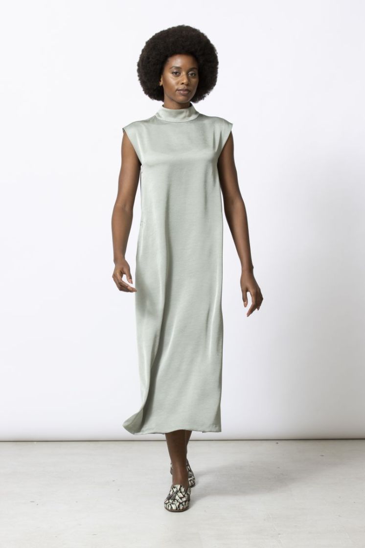 POLUSILK LONG DRESS  SAGE