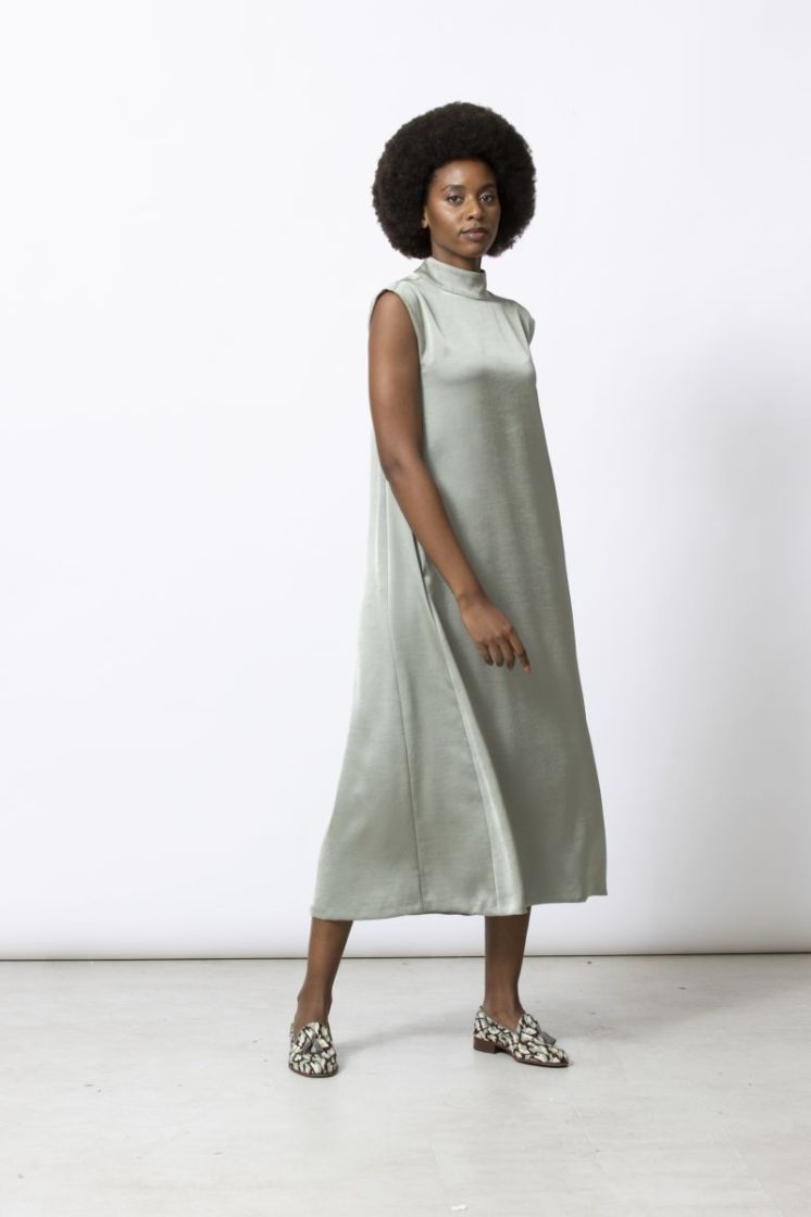 POLUSILK LONG DRESS  SAGE