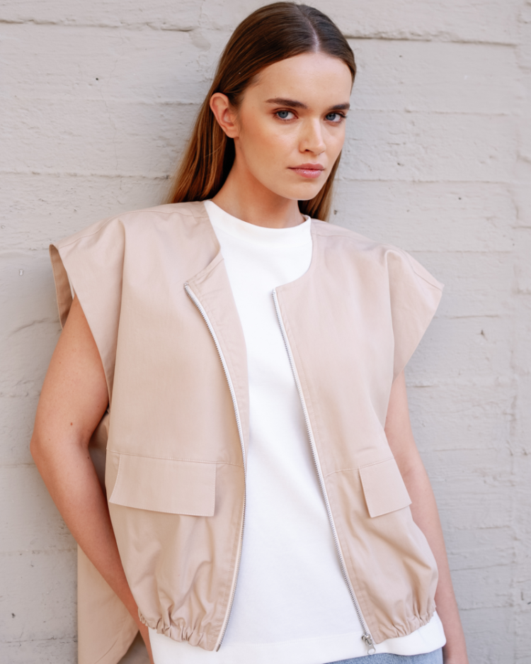 COTTON ZIP  BEIGE