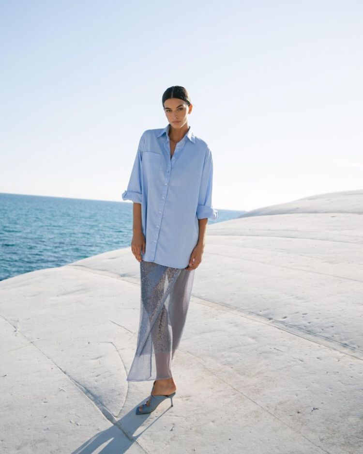 LONG POPLIN SHIRT OXFORD BLUE