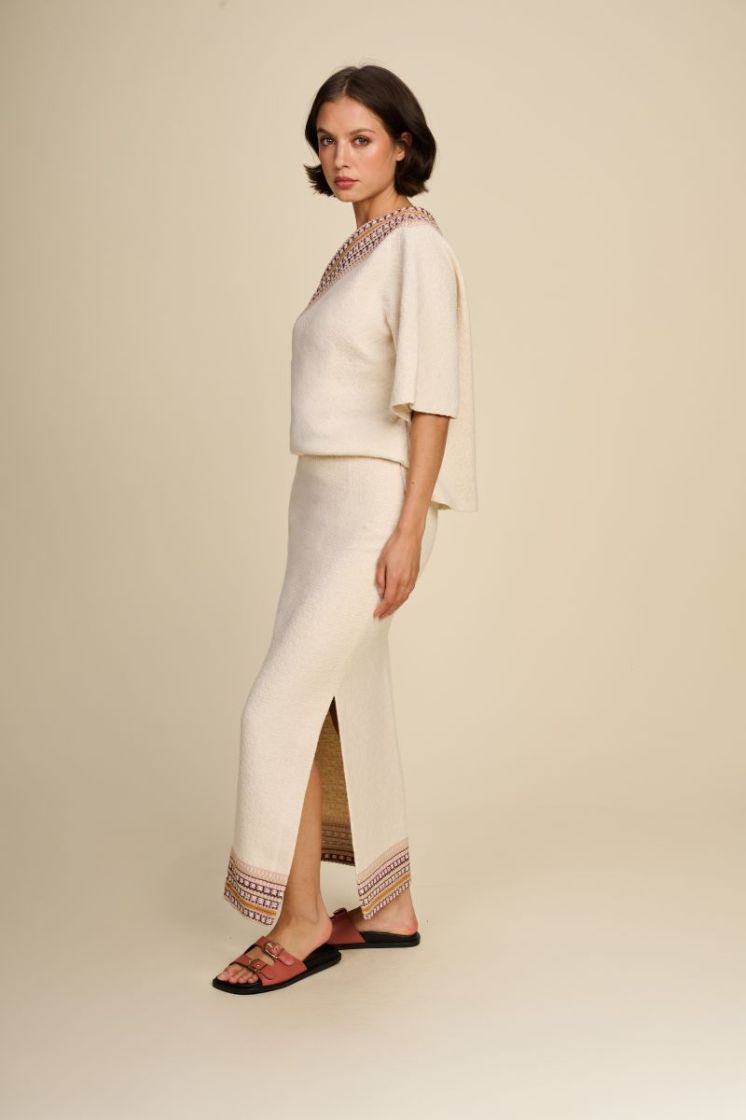 MIDI SKIRT WOVEN  CABERNET