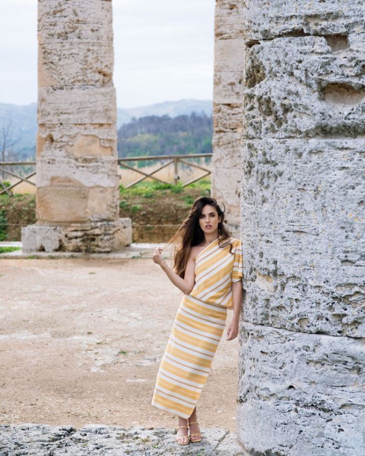 STRIPE MIDI SKIRT SUNRISE