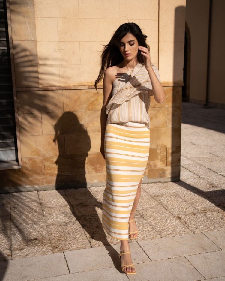 STRIPE MIDI SKIRT SUNRISE