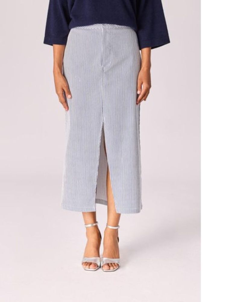 STRIPE STRETCH MIDI  BLUE STRIPE