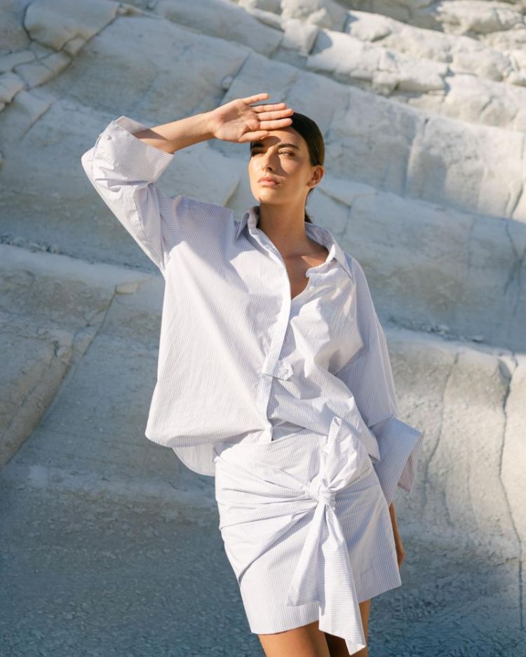 POPLIN stripes SKY BLUE