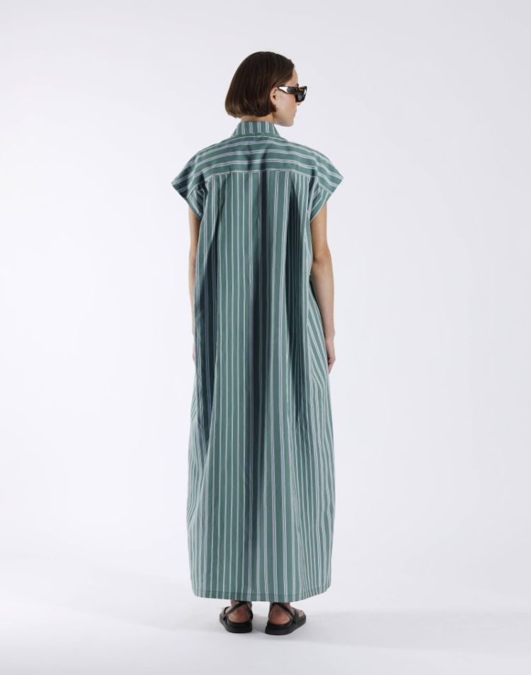 STRIPE LOOSE FIT DRESS GREEN LT BLUE