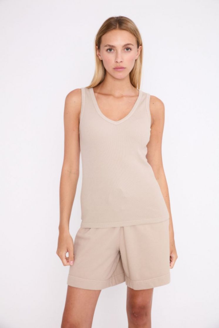 RIB TANK TOP V 60 BEIGE