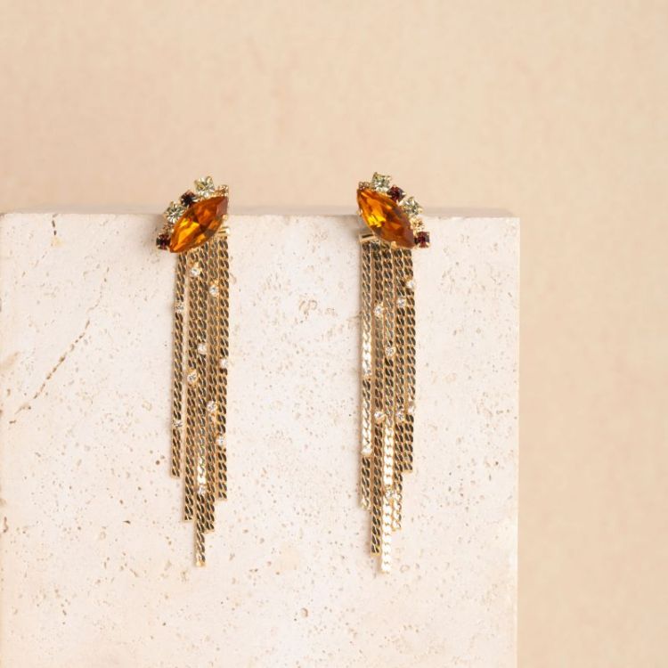 LONG EARRINGS COGNAC