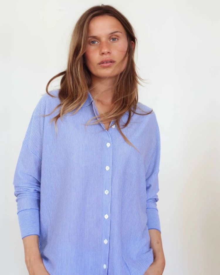 FINE WORSTED CASHMERE CIEL/WHITE