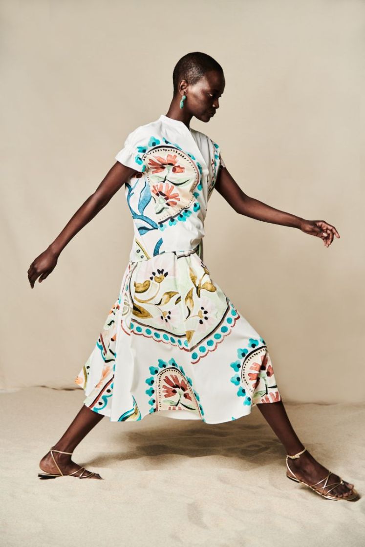 COTON PRINT MIDI SKIRT 262005 TURQUOIS