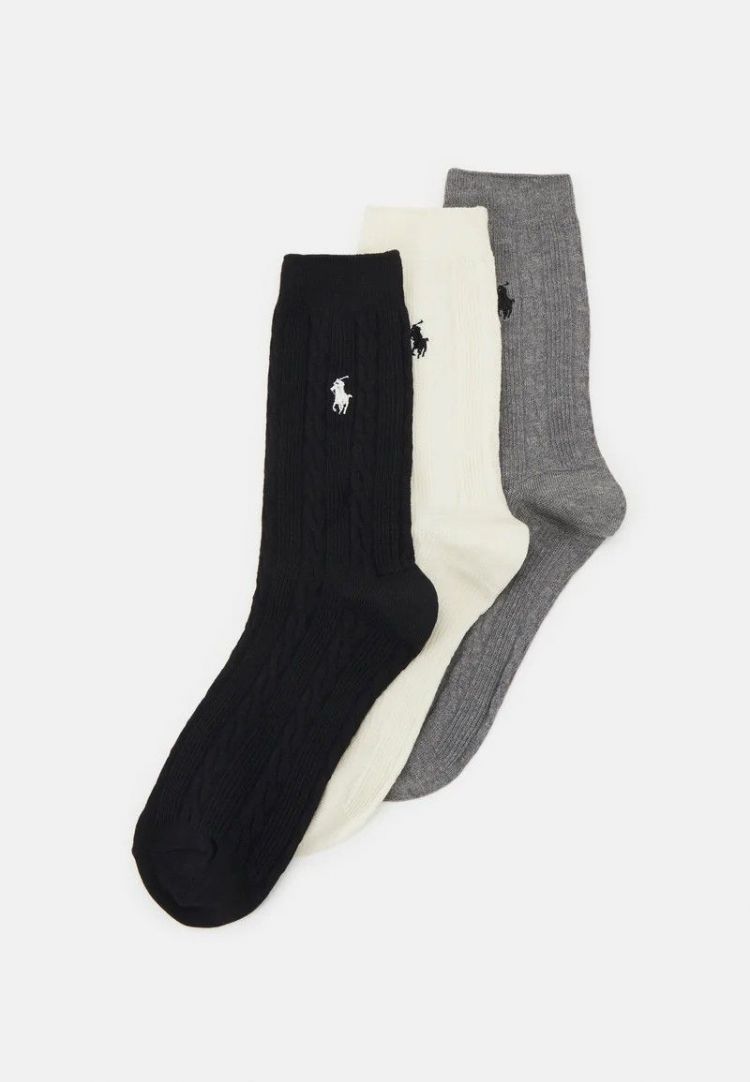 CABLE CREW SOCK 3PACK BLACK ASSORTED