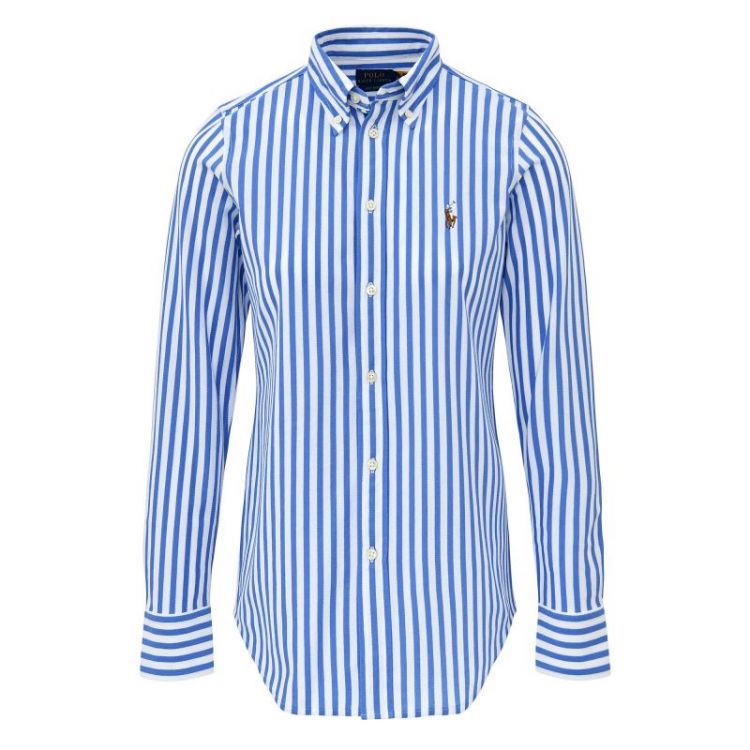 LS KNIT OX ST LONG SLEEVE BUTT NEW IRIS BLUE/W