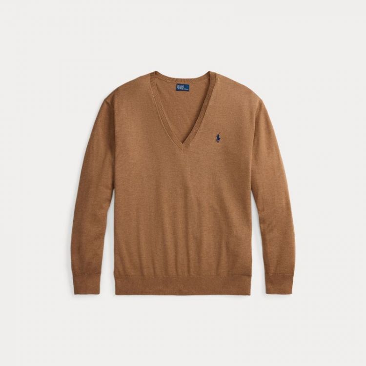 V SWEATER PULLOVER  CAMEL MELANGE