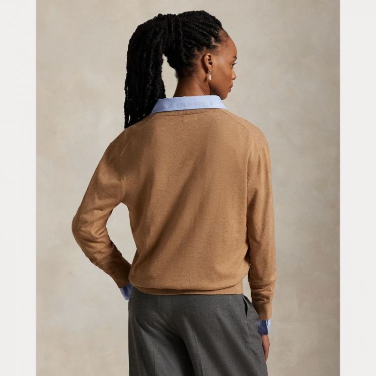 V SWEATER PULLOVER  CAMEL MELANGE