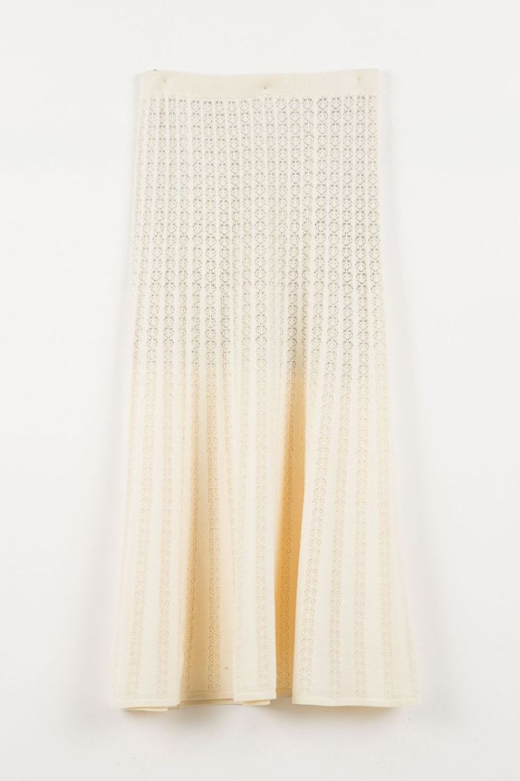 TRICOT AJOUR MIDI SKIRT 00059 OFFWHITE