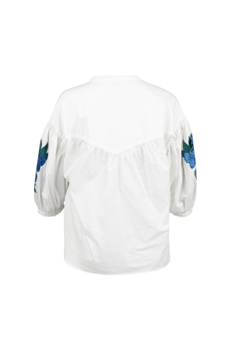 BRODERIE MOUW WHITE/PETROL