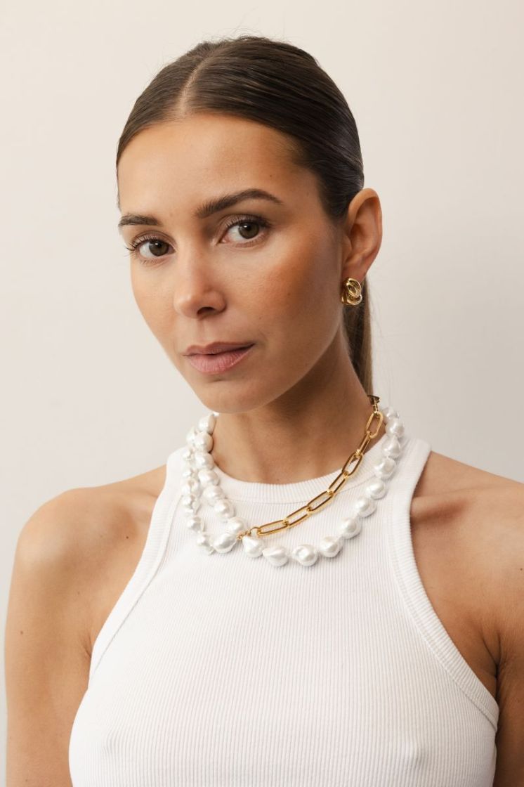 AUDREY PEARL CHAIN MIX NECKLAC PEARL