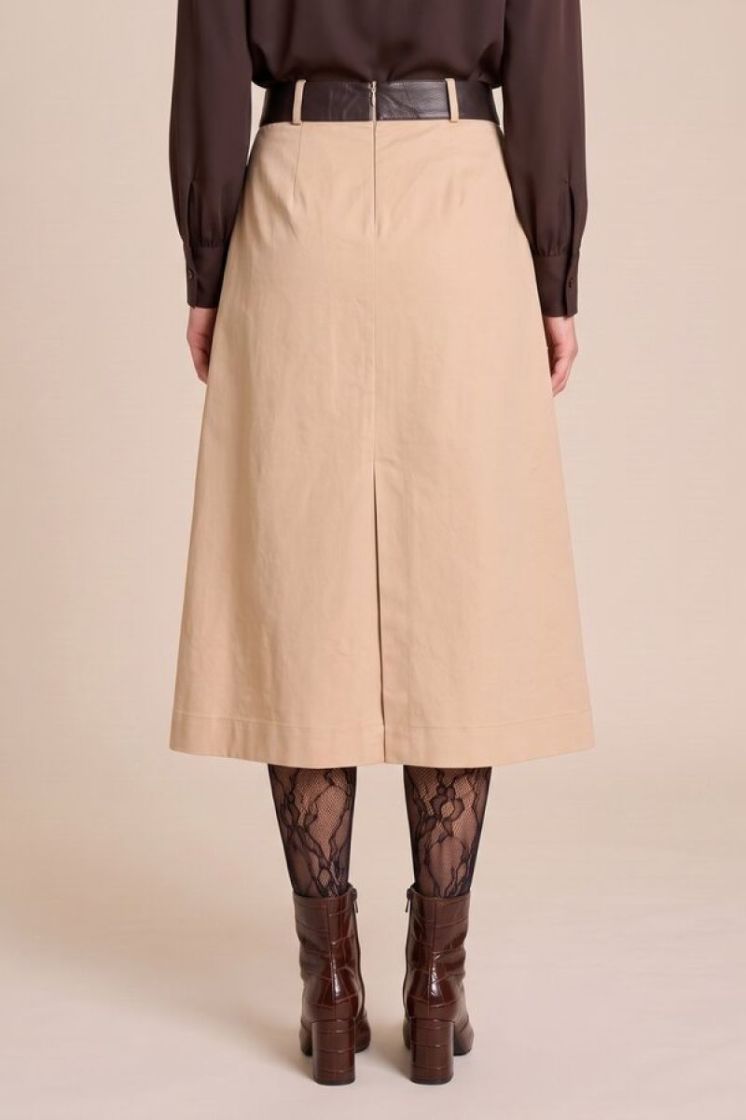 BICOLOR MIDI SKIRT BEIGE/BROWN CON