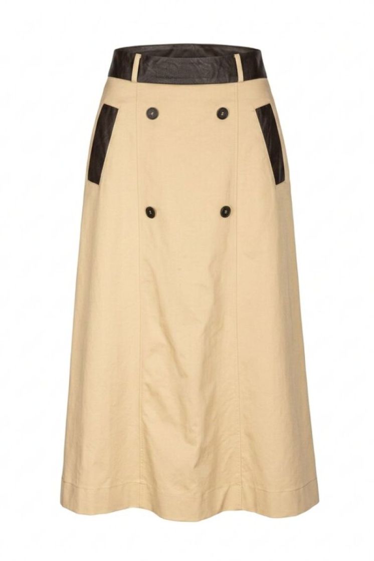 BICOLOR MIDI SKIRT BEIGE/BROWN CON