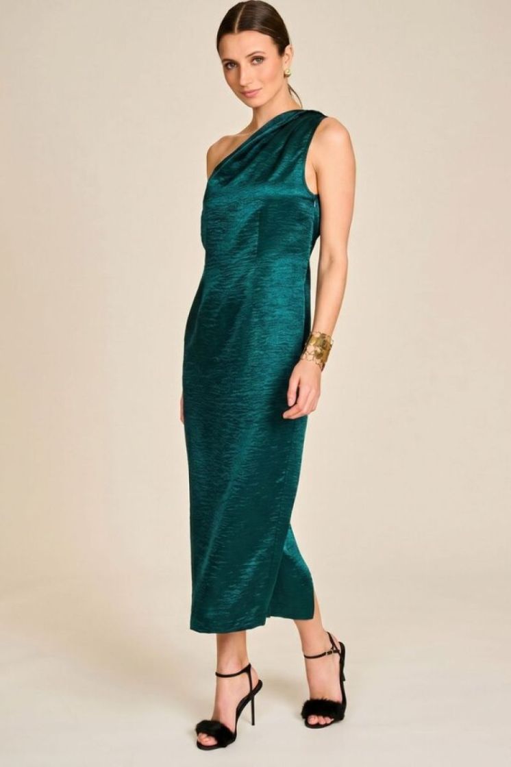 ONE SHOULDER SHIMMER TEAL GR