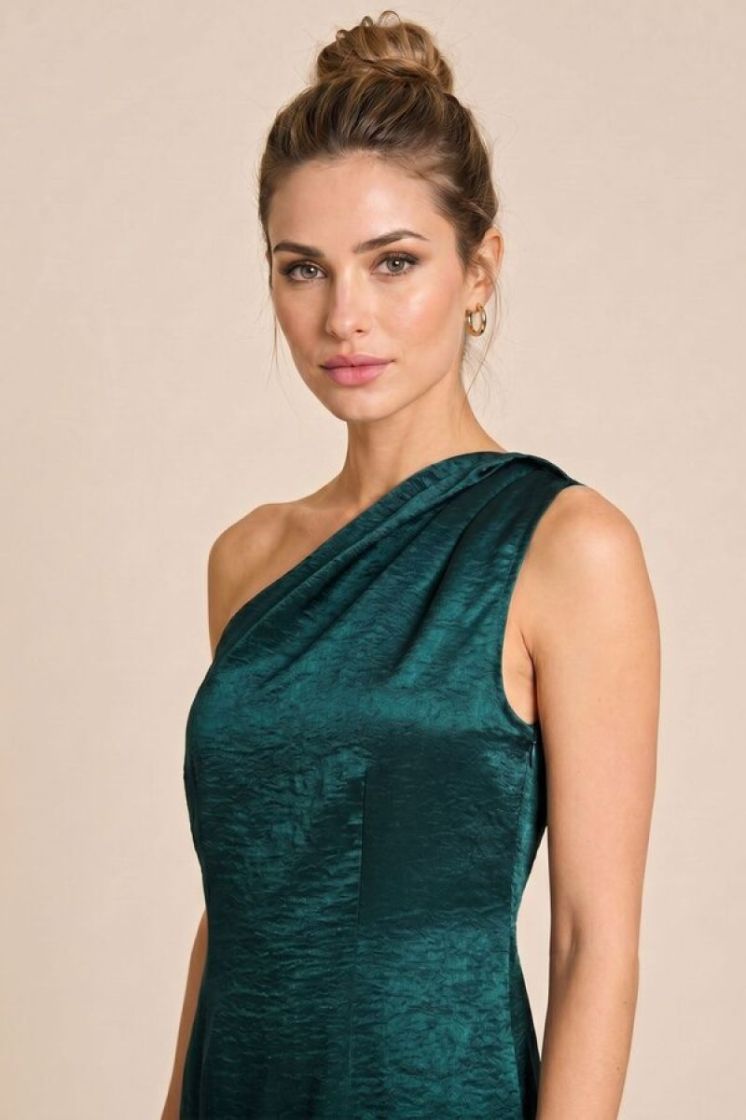 ONE SHOULDER SHIMMER TEAL GR