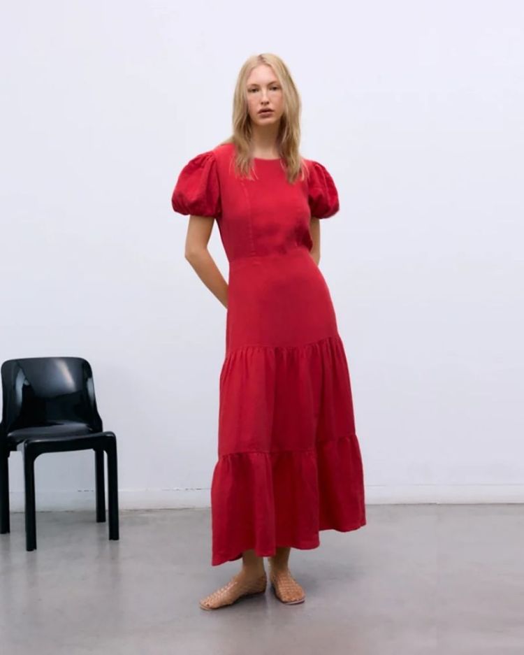 LINEN LONG TULIP RED
