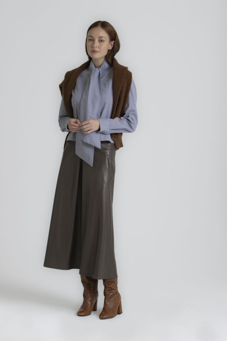 ECOLEATHER MIDI SKIRT 2238 BROWN
