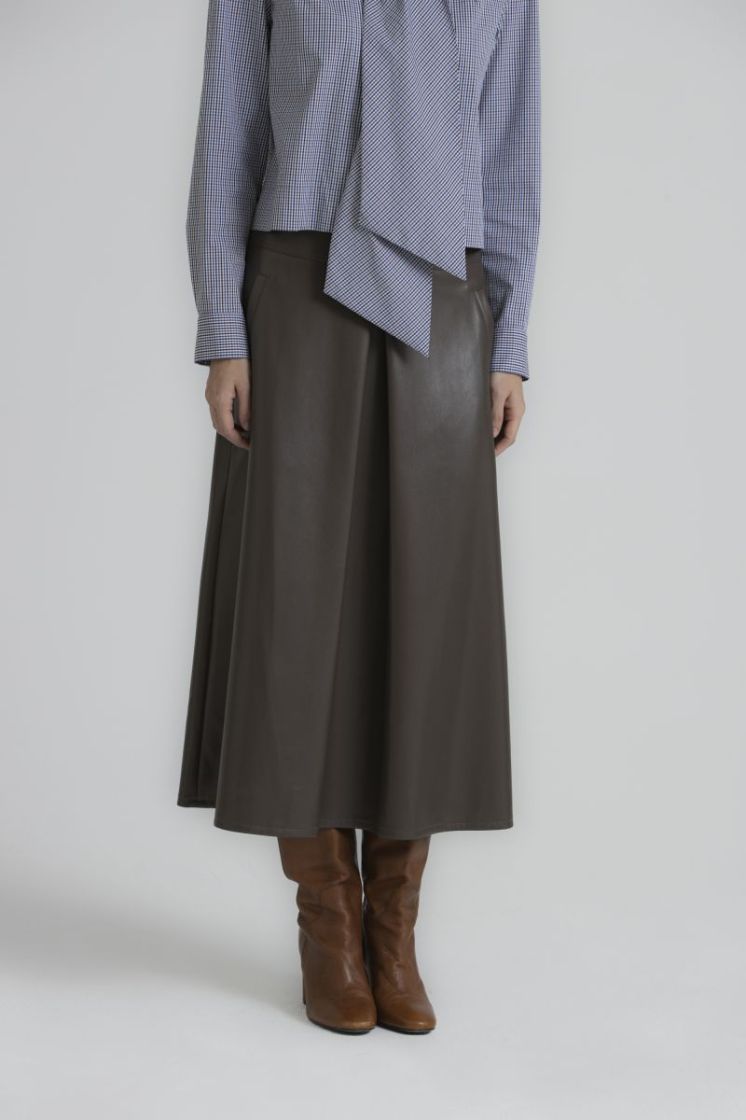 ECOLEATHER MIDI SKIRT 2238 BROWN