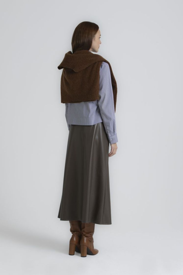 ECOLEATHER MIDI SKIRT 2238 BROWN